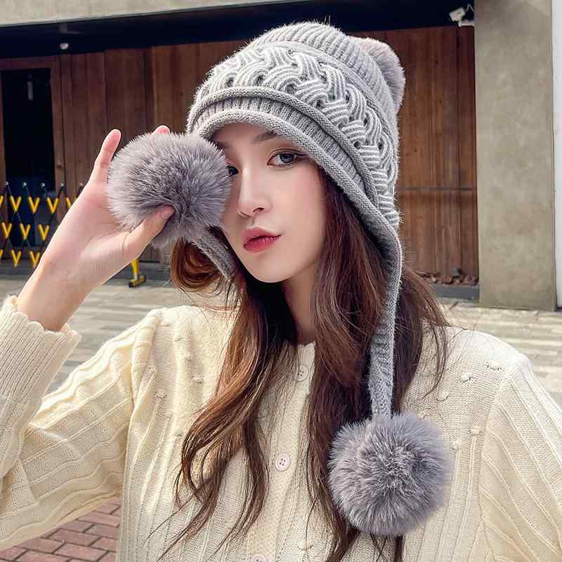 ニット帽 レディース 秋冬 アウトドア 防寒 帽子 韓国風 ケーブル編み ビーニー カシミヤ あったか おしゃれ かわいい ベージュ ホワイト グレー ピンク ブラック カーキ2