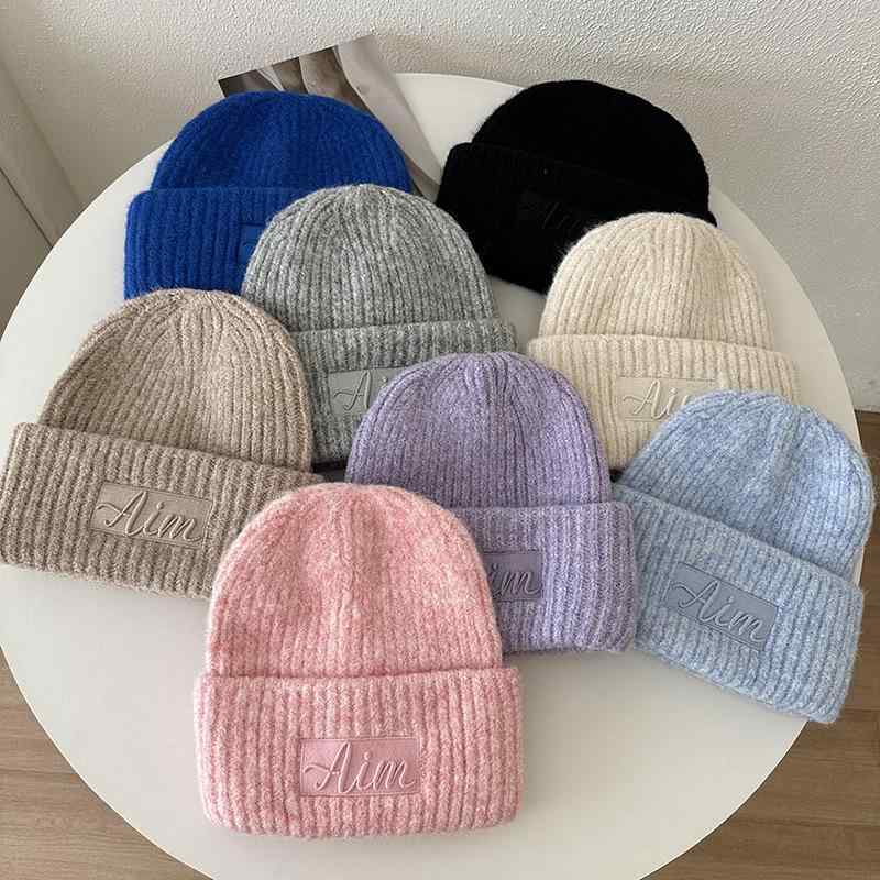 ニット帽 レディース 秋冬 小顔効果 アルファベット ニットキャップ ピンク系 防寒 帽子 メンズ ビーニー ユニセックス 普段使い2