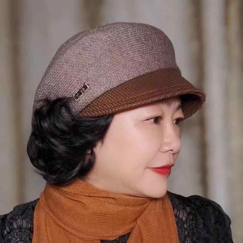 帽子 レディース 秋冬 ニット帽 付け毛 巻き毛 カール 暖かい 小顔効果 画家 ベレー帽 カーキ ブラック グレー 黒茶色 茶色