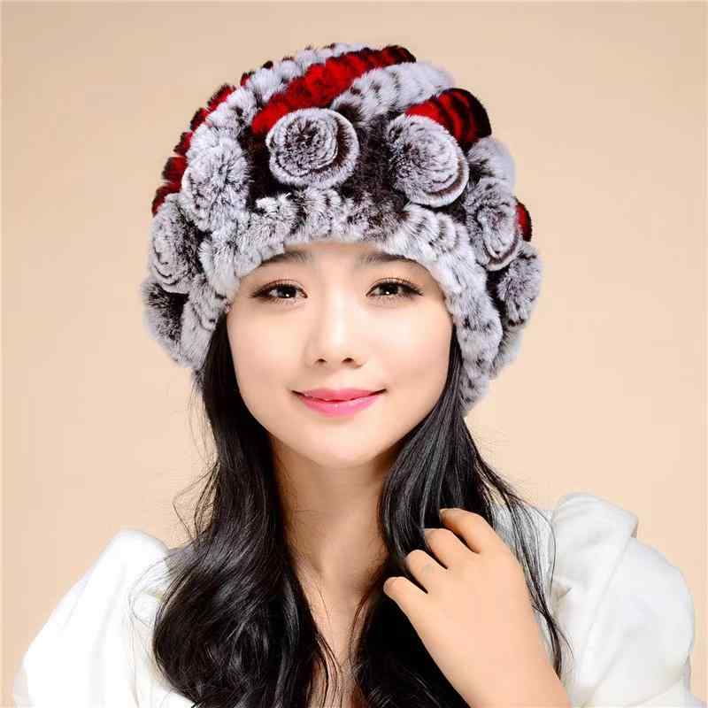 帽子 レディース 冬用 ファー ハット ニット帽 厚手 あったか 暖かい 防寒 ローズ バラ 花柄 かわいい おしゃれ ファッション 通勤2
