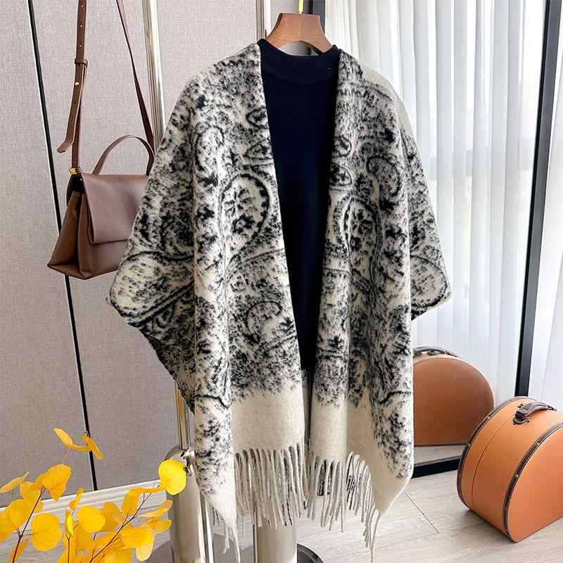 マフラー レディース ショール ストール 大判 秋冬 ・委羊? 暖かい 防寒 花柄 レトロ かわいい ポンチョ ケープ ひざ掛け 肩掛け 膝かけ ファッション雑貨 通勤 旅行 デート プレゼント ギフト ブラウン レッド ホワイト ブラック