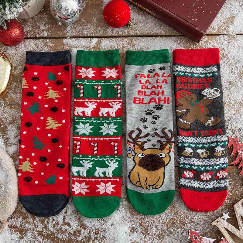 靴下 レディース ソックス 中筒丈 クリスマス 靴下 かわいい カジュアル 綿 秋冬 吸汗2