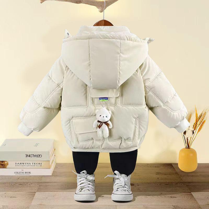 子供服 男女 ベビー服 中綿入りジャケット 秋冬 防寒 厚手 アウター フード付き 80cm 90cm 100cm 110cm 120cm 130cm ブラック ホワイト レッド ピンク