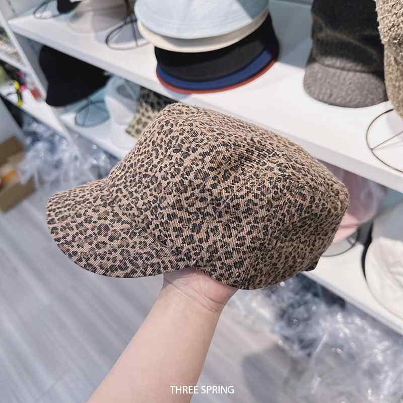 帽子 レディース レトロ ヒョウ柄 ベレー帽 大判 キャスケット 小顔効果 コットン 紫外線対策 春夏2