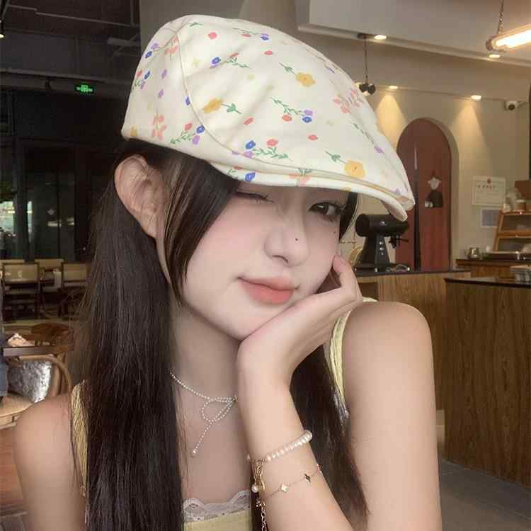 ベレー帽 レディース 春夏 花柄 かわいい おしゃれ キャップ 帽子 紫外線対策 接触冷感 通気性 日よけ 普段使い 旅行2