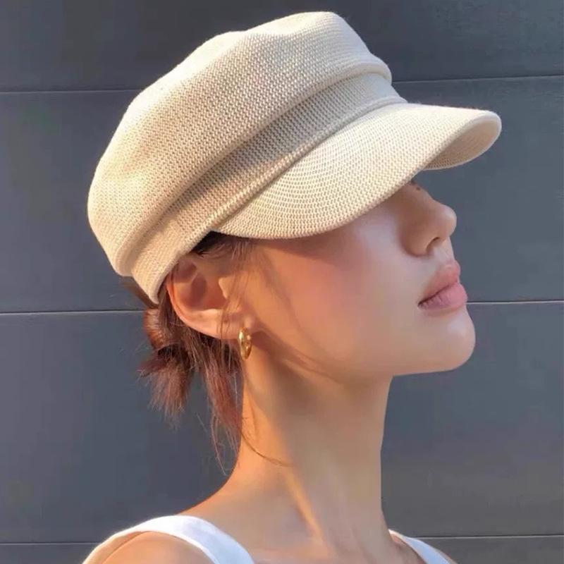 帽子 レディース 八角帽 春夏 亜麻 キャスケット 紫外線対策 日よけ 通気性 ベージュ ブラック カーキ2