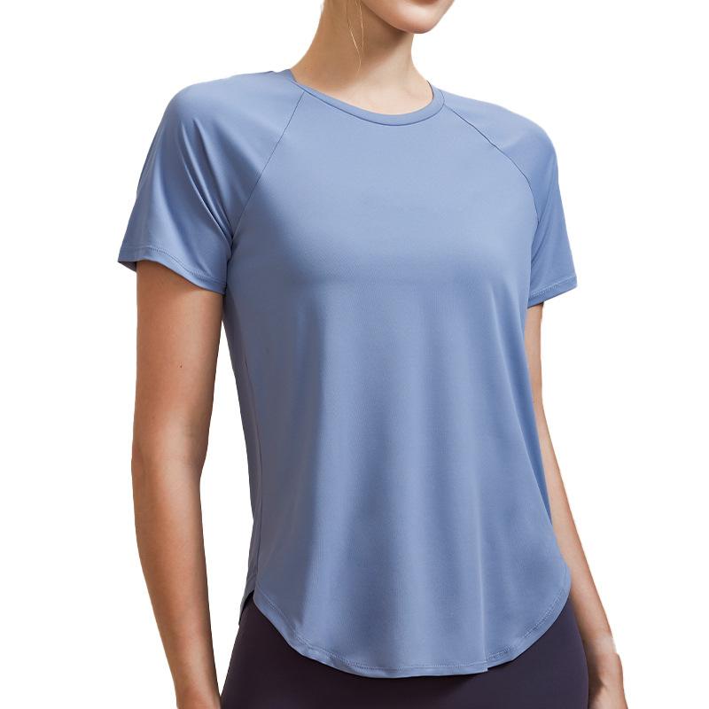 ヨガウェア レディース 薄手 スポーツTシャツ ランニングウェア 吸湿速乾 トレーニング トップス 接触冷感 伸縮性 グリーン ブルー ピンク系 パープル ブラック オフホワイト