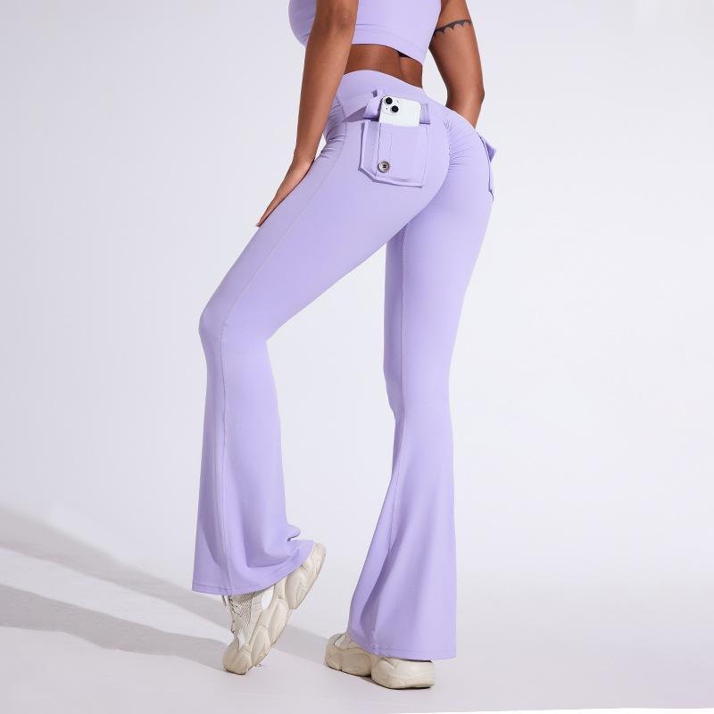 ヨガパンツ レディース ワークパンツ ポケット付き ピーチヒップ ラッパパンツ スポーツ レギンス タイト フィットネスパンツ 美脚パンツ ストレッチ 吸湿速乾 ブラック ピンク系 ブルー グレー アイボリー S M L