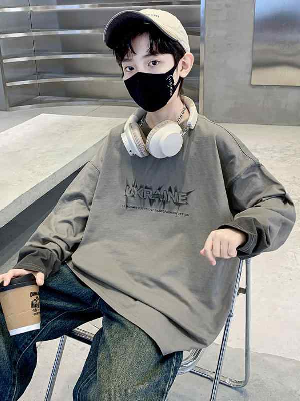Tシャツ キッズ 男の子 春秋 長袖 大童 ゆったり 丸首 トップス 青少年 ベースレイヤー 綿 120cm 130cm 140cm 150cm 160cm 170cm