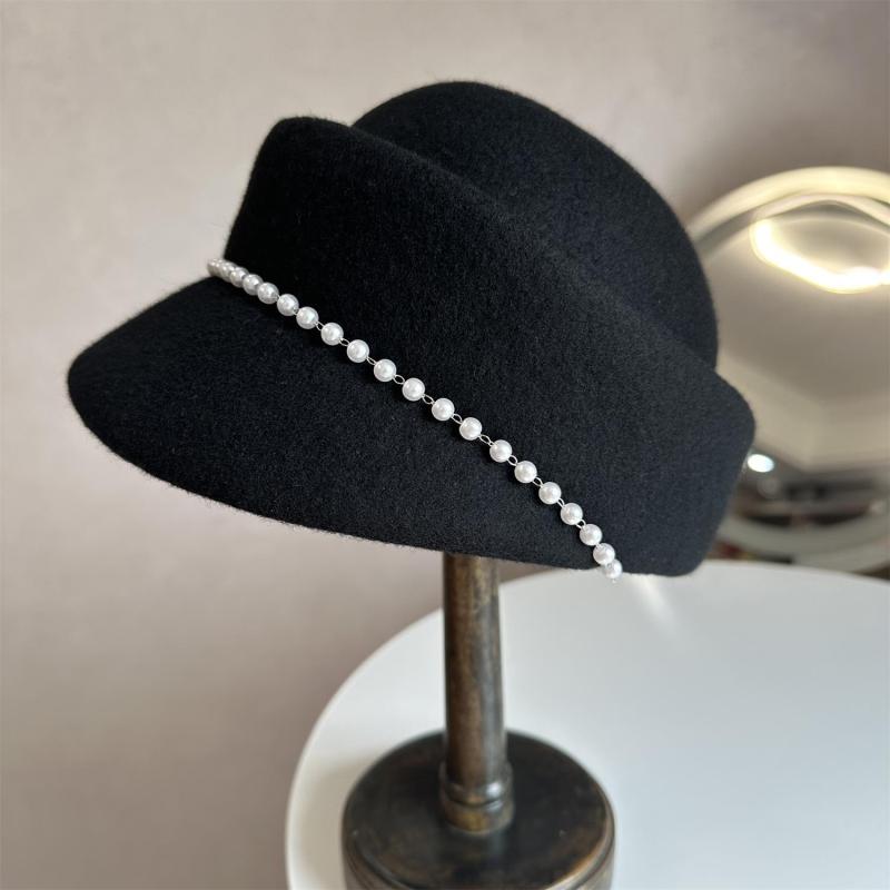 帽子 レディース 秋冬 Beret ウール キャスケット 婦人 パールチェーン付き キャップ ブラック オフホワイト ベージュ ブラウン サイズ調整可能 エレガント