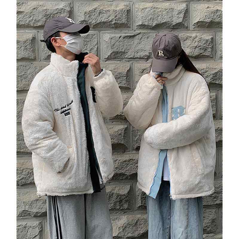 ダウンジャケット レディース 短め丈 コーデュロイ 秋冬 ゆったり 両面 ポリエステル 中綿 あったか 立襟 厚手 防寒 通勤着 墨緑 ブルー ブラック