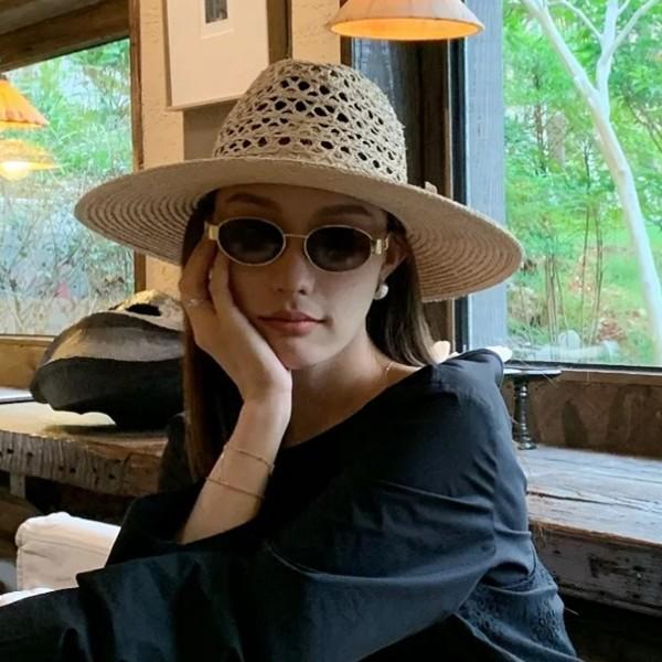 麦わら帽子 レディース ラフィアハット つば広ハット ジャズ帽子 旅行 春夏 秋 百搭 日よけ帽子 紫外線対策 ハット2