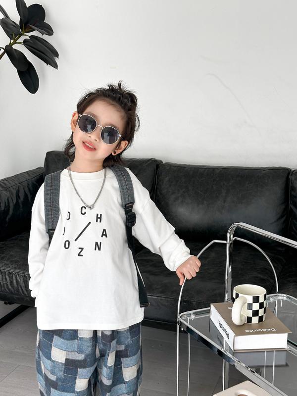 Tシャツ キッズ 子供服 男の子 長袖 カットソー 春秋 カジュアル 韓国風 アルファベット プリント トップス インナー