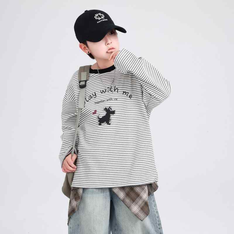 Tシャツ キッズ 男の子 ボーダー柄 長袖 トップス 子供服 春秋 綿 120cm 130cm 140cm 150cm 160cm 170cm 通学 普段使い かわいい