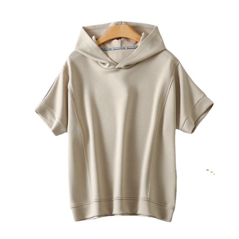 Tシャツ レディース 春夏 半袖 薄手 フード付き 婦人服 韓国風 かわいい コットン混紡 カジュアル ゆったり 大きめサイズ 部屋着 普段使い おしゃれ トップス