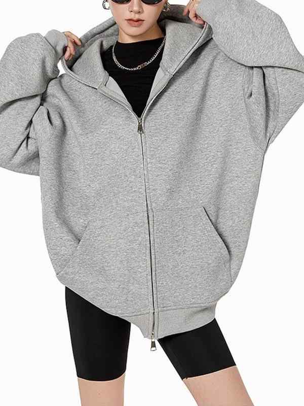 パーカー レディース 秋冬 無地 スウェット カーディガン フード付き ライトグレー 白 グレー ブラック ネイビー M L XL 2XL 3XL ゆったり カジュアル トップス 綿