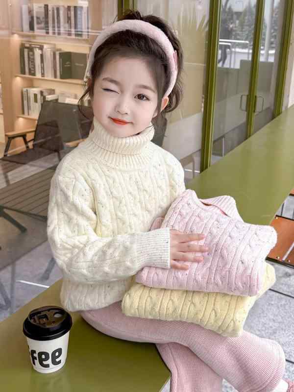 ニット・セーター キッズ 女の子 高品質 厚手 ハイネック インナー 子供 トップス 秋冬 あったか かわいい 水玉 ガーリー おしゃれ ニット 90 100 110 120 130 140