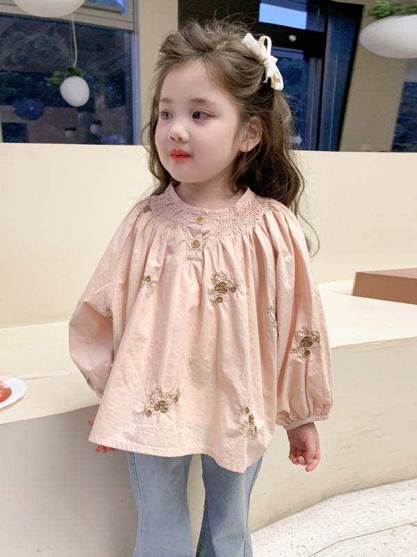 シャツ キッズ 長袖 春秋物 子供服 女の子 ギャザー かわいい ブラウス トップス 韓国風 普段着 通園 通学