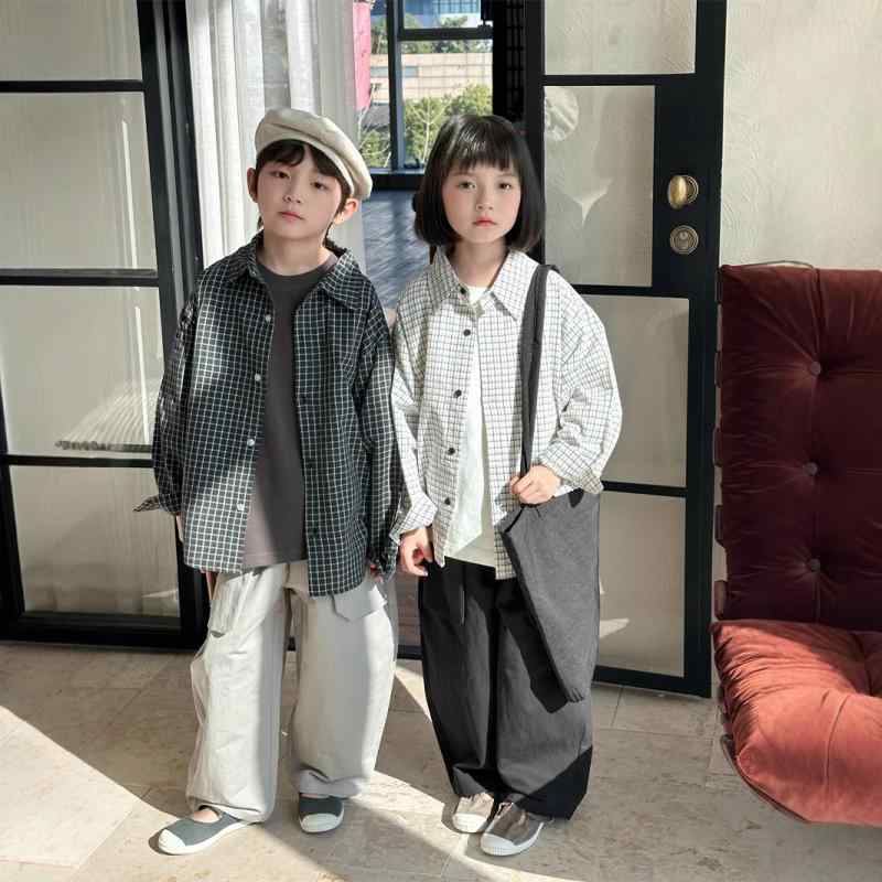 シャツ キッズ 子供用 格子柄 コットン 長袖 トップス 普段着 春秋 ゆったり かわいい 90cm 100cm 110cm 120cm 130cm 140cm 150cm