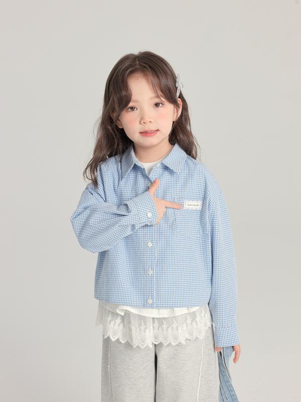 シャツ 女児 格子柄 長袖 襟付き 春秋 カジュアル トップス 女の子 子供服 ベビー服 綿100% 柔らかい 快適 普段着2