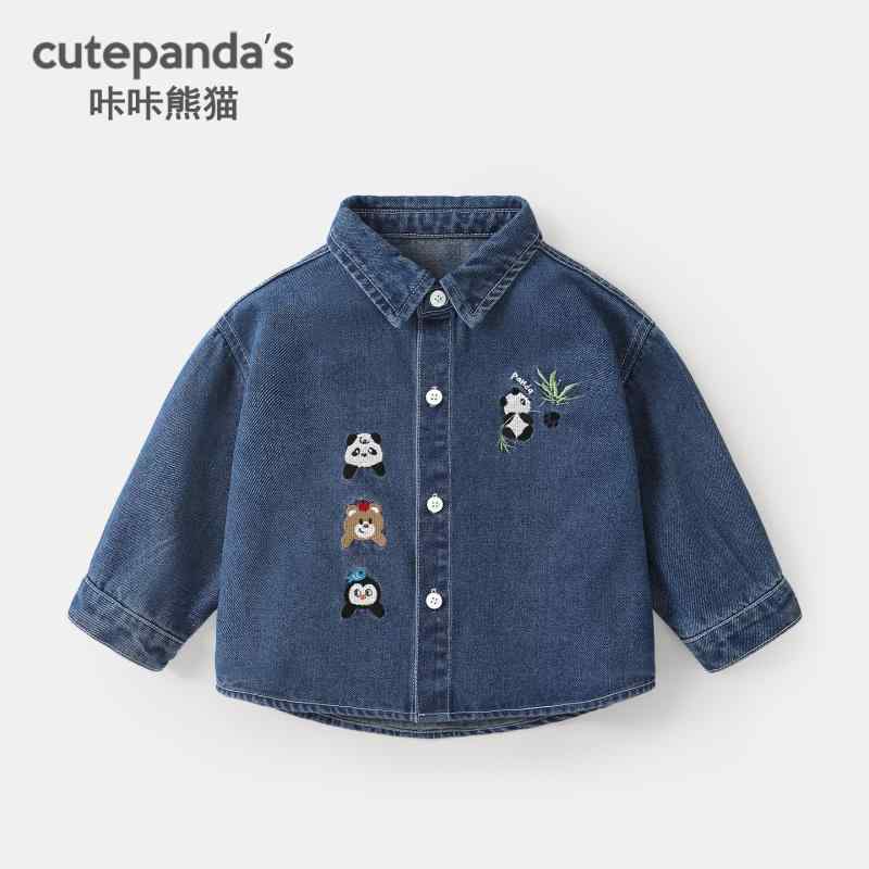 シャツ キッズ 男女兼用 子供服 春秋 長袖 デニム 綿混紡 幼児 ベビー かわいい カジュアル トップス 73CM 80cm 90cm 100cm 110cm 120cm