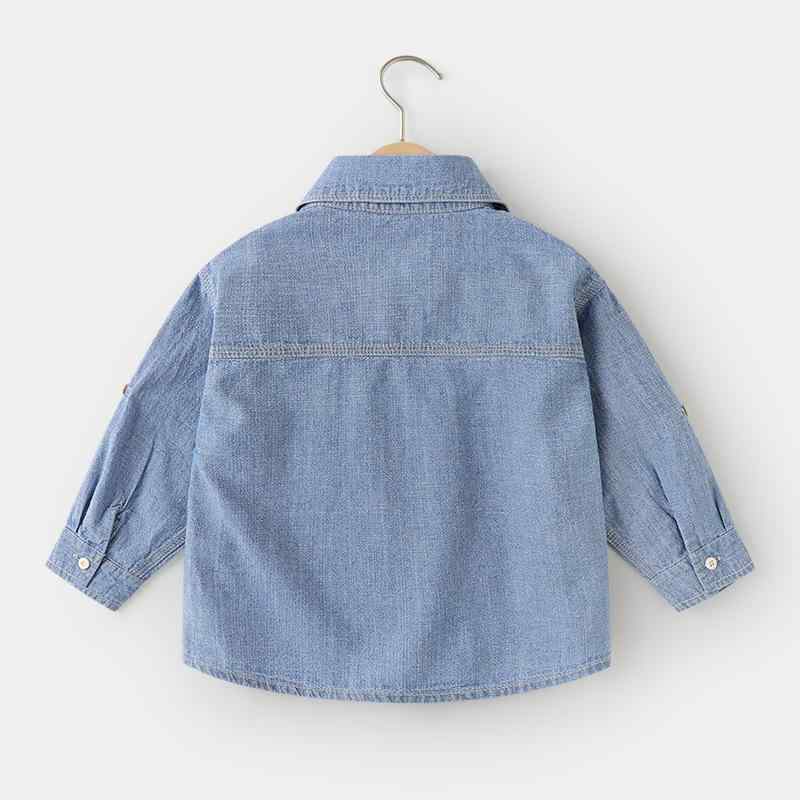 シャツ キッズ 男性用 子供服 デニムシャツ 長袖 コットン 浅青色 100cm 110cm 120cm 130cm 140cm 春秋