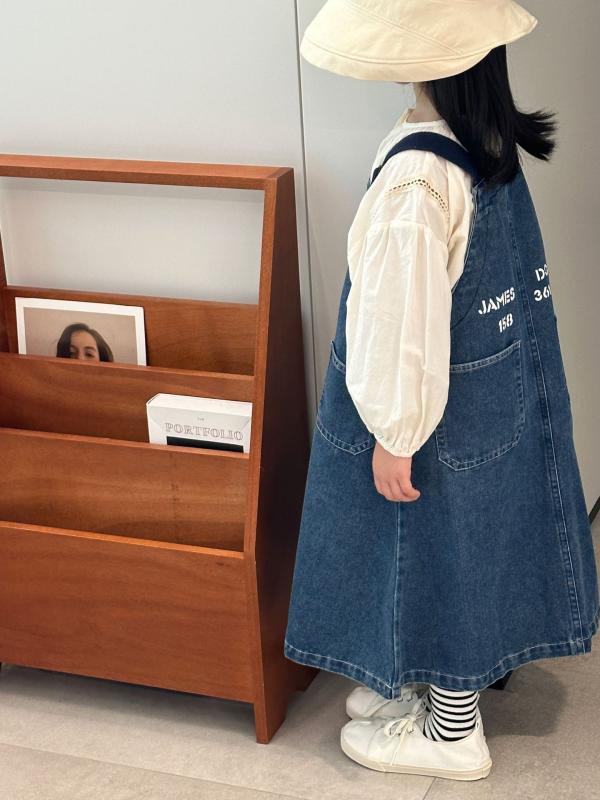 キッズ シャツ デニムスカート セットアップ 子供服 女の子 長袖ブラウス スカート 2点セット 綿100% 通園 普段着 ガールズ 春秋