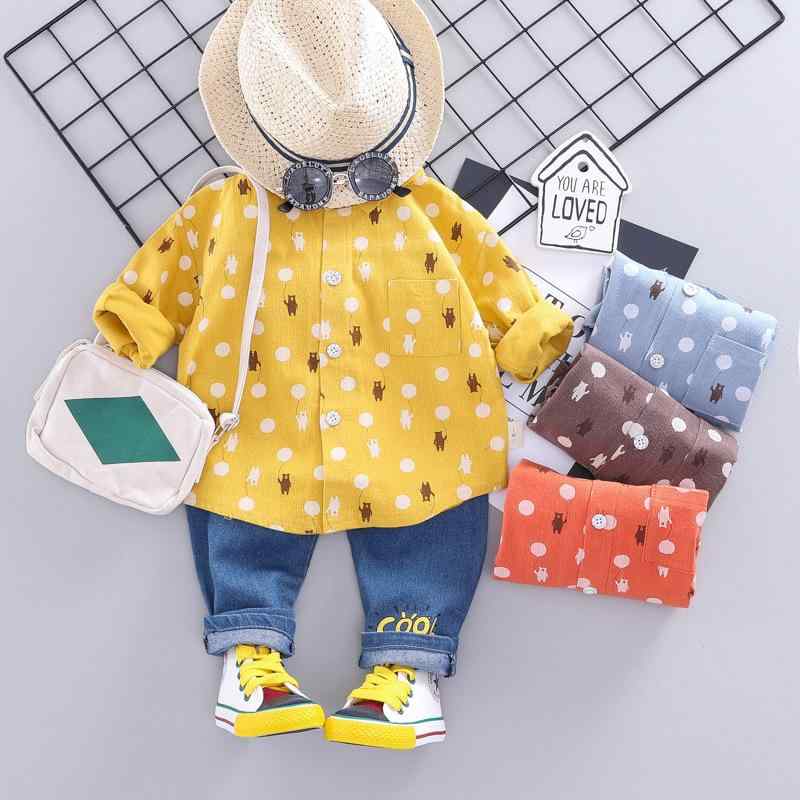 キッズ 子供服 長袖シャツ デニムパンツ 2点セット 春秋 かわいい カートーン 綿 ベビー 乳幼児 男の子 幼児 上下セット