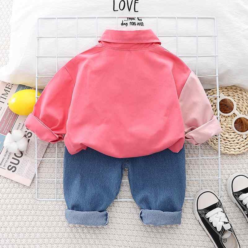 キッズ 女の子 セットアップ 長袖シャツ デニムパンツ 2点セット 春秋 幼児 ベビー服 上下セット かわいい 快適 普段着