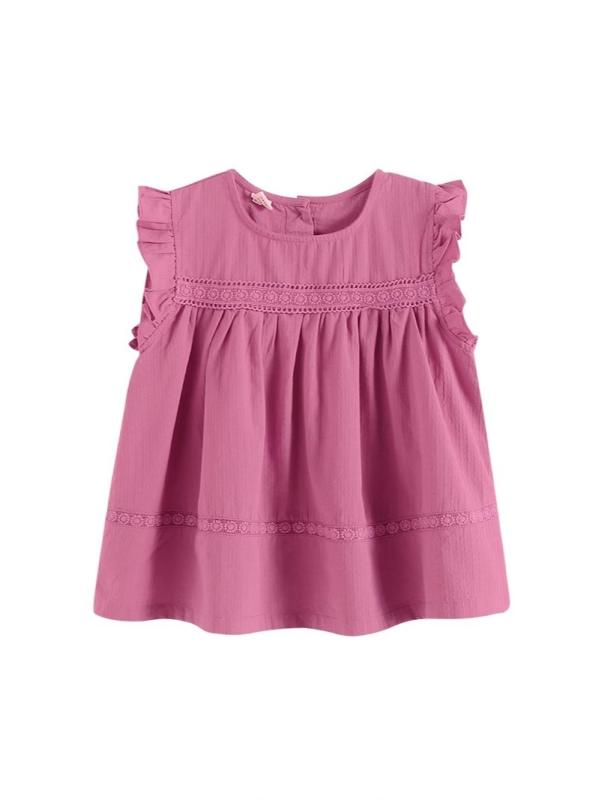 シャツ キッズ 女の子 半袖 トップス 夏服 子供服 かわいい チュニック ブラウス 綿100% 100cm 110cm 120cm 130cm 140cm 150cm 杏色 白 ・摩?