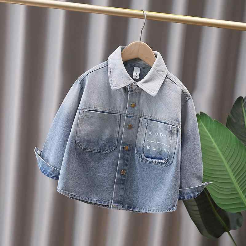 シャツ キッズ 男の子 デニムシャツ 長袖 コットン 柔らかい 韓国風 子供服 カジュアル 春秋 ブルー 90cm 100cm 110cm 120cm 130cm 140cm 150cm