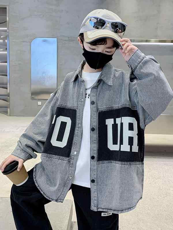 子供服 シャツ 男の子 デニム ジャケット 春秋 長袖 トップス 子供 春物 8歳以上 コットン 120cm 130cm 140cm 150cm 160cm 170cm