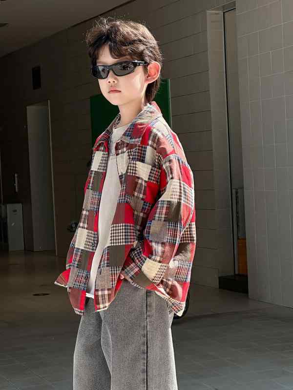 シャツ キッズ 男の子 子供服 長袖 格子柄 コットン ネルシャツ カジュアル 普段着