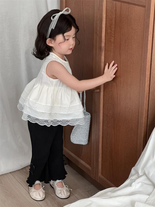 シャツ キッズ 女の子 ベビー レース 花柄 ノースリーブ トップス カットソー 杏色 かわいい 幼稚園 保育園 お着替え 春夏 綿100%2