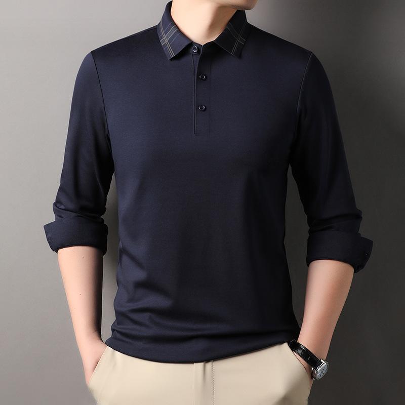 Tシャツ メンズ 男性用 長袖 トップス 無地 春秋 薄手 襟付き カットソー ゆったり リラックス カジュアル 普段使い