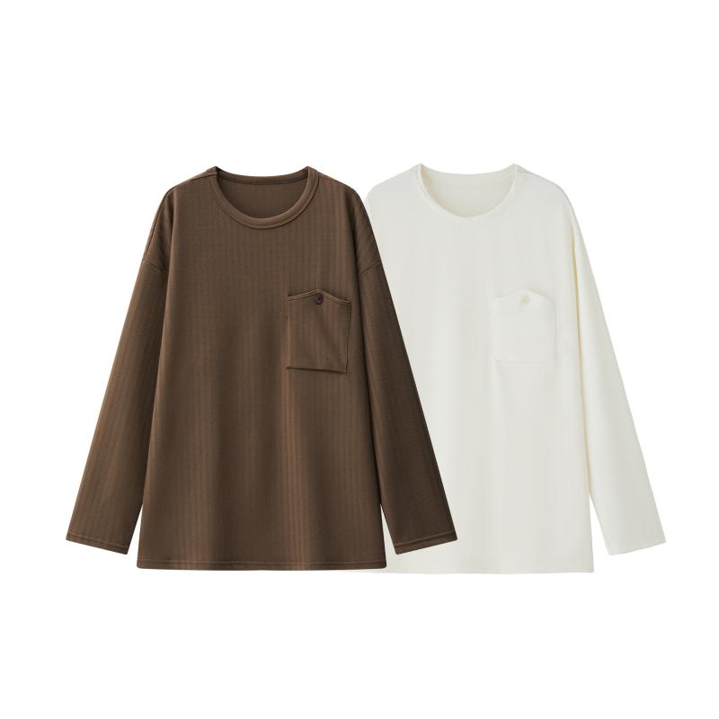 Tシャツ メンズ 男性用 長袖 丸首 無地 ドロップショルダー ゆったり 春秋 トップス カットソー 普段使い