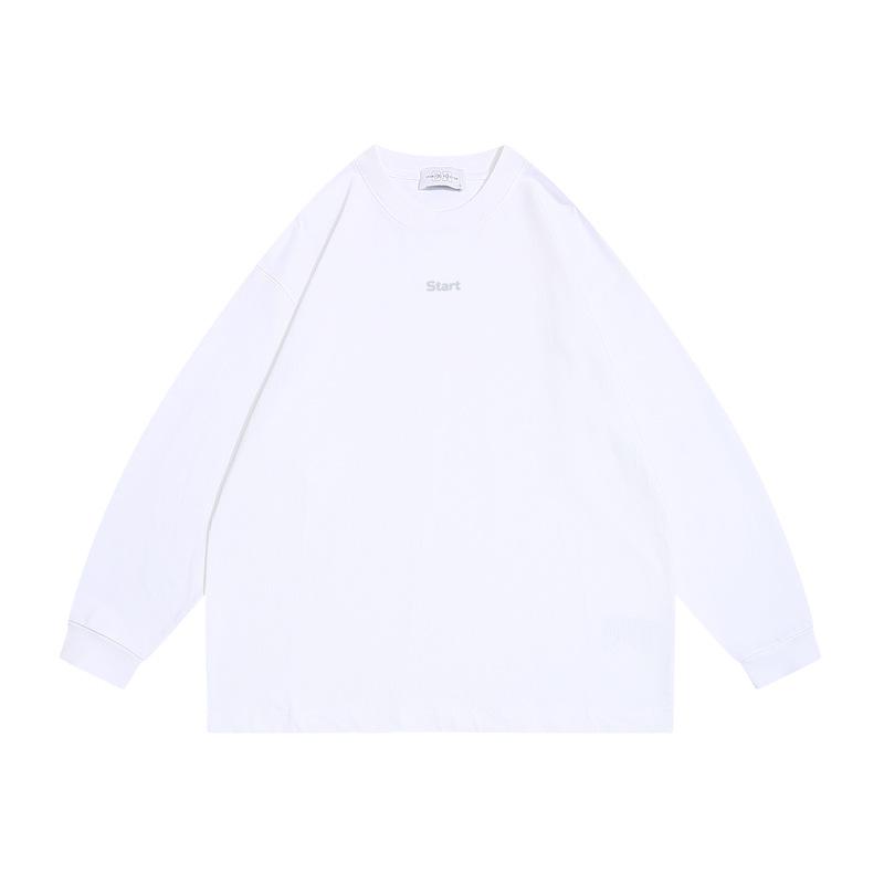 Tシャツ メンズ 男性用 長袖 コットン ルーズフィット トップス 春物 ホワイト ブラック アルファベット柄