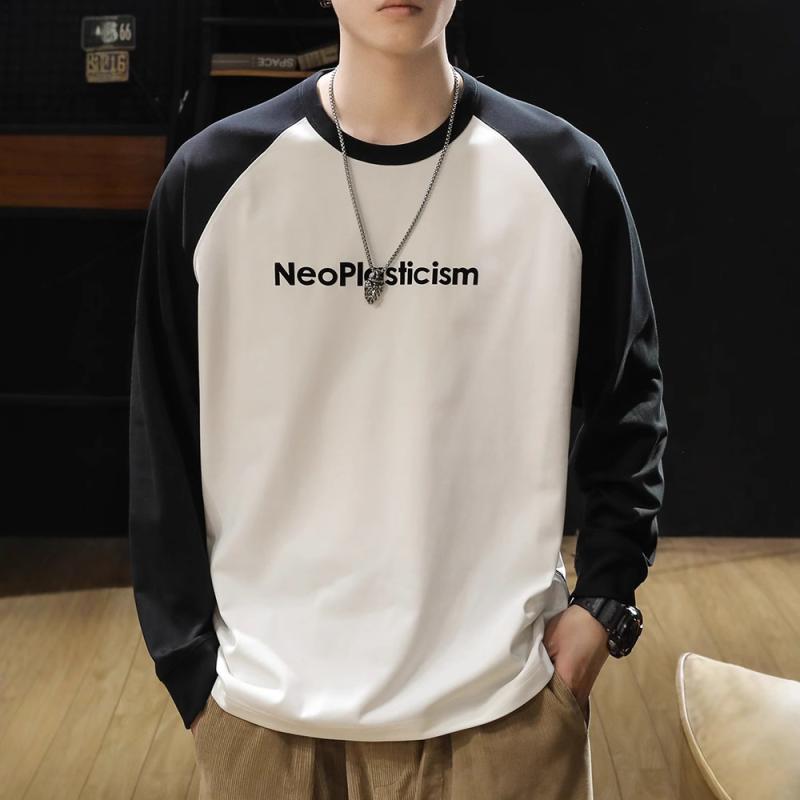 Tシャツ メンズ 男性用 長袖 春秋 薄手 トップス カットソー 大きいサイズ コットン ラウンドネック プルオーバー ゆったり カジュアル 普段使い 部屋着 ブラック カーキ グリーン グレー