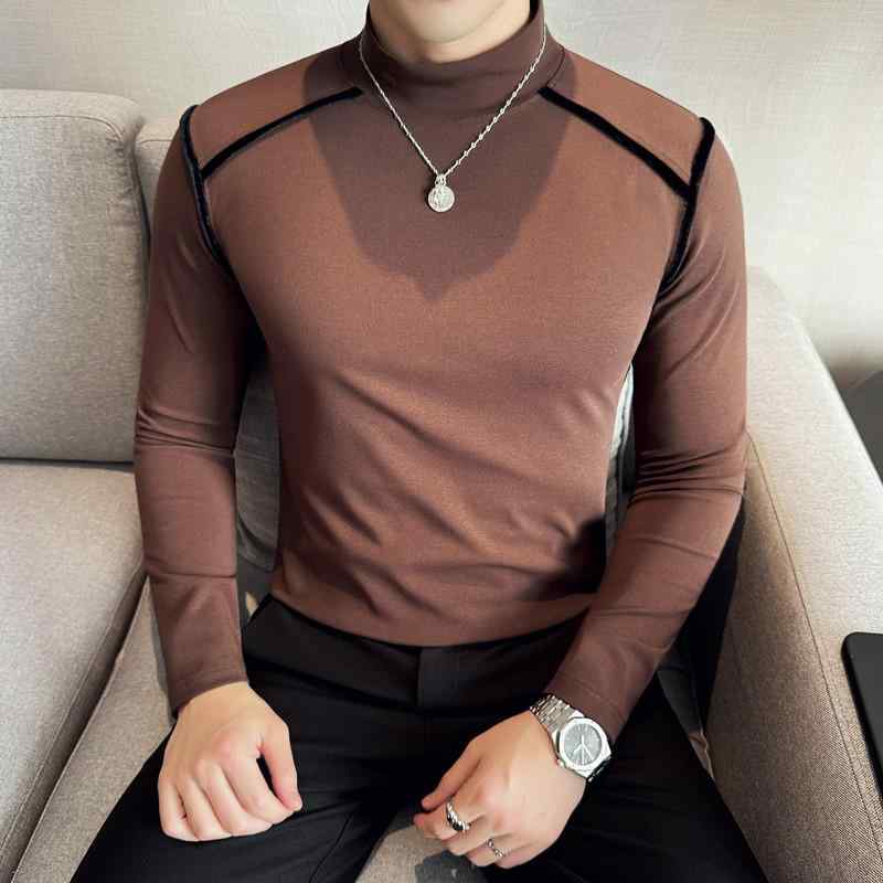 Tシャツ メンズ 長袖 秋冬 接触冷感 ストレッチ スリムフィット インナー トップス 普段使い 部屋着 黒 コーヒー色