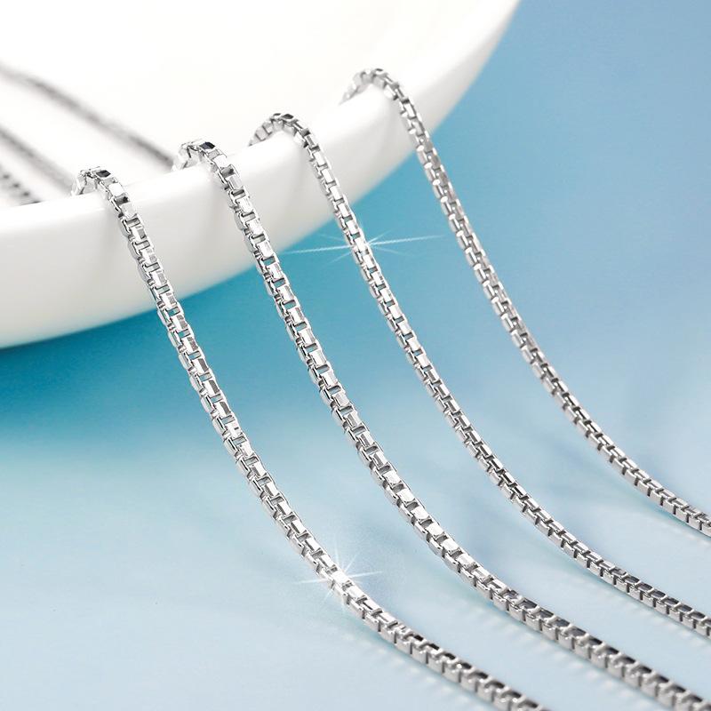 ネックレス レディース シルバー925 銀製 40cm 45cm 50cm 55cm ボックスチェーン シンプル チェーンネックレス ペンダントなし 細め 太め 韓国ファッション スタイリッシュ 電気メッキ加工