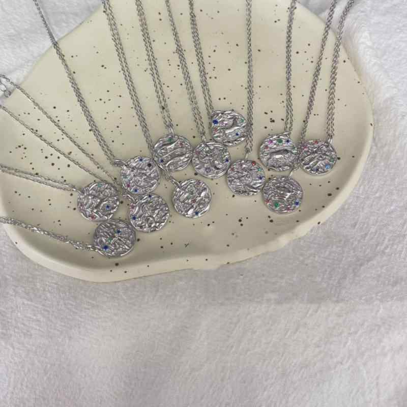 ネックレス レディース 水瓶座 双魚座 牡羊座 925シルバー ネックレス 金牛座 双子座 蟹座 獅子座 乙女座 天秤座 天蠍座 射手座 925銀 シルバー925 電気メッキ加工 ラウンド 幾何学模様 ファッション トレンド おしゃれ かわいい