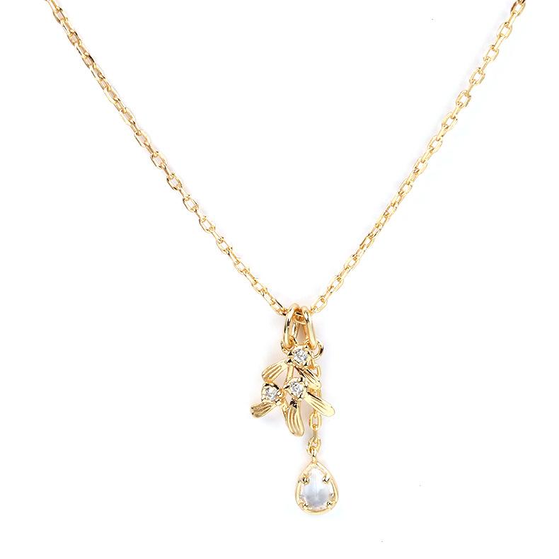ネックレス レディース S925 シルバー ジルコニア ペンダント 花柄 リーフ 葉っぱ 十字チェーン 電気メッキ加工 シルバーアクセサリー プレゼント