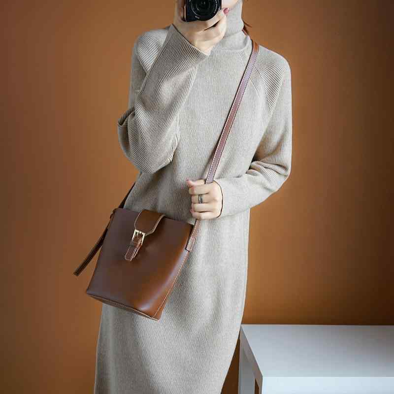 ニットワンピース レディース 春秋冬 ミドル丈 オーバーサイズ タートルネック ニットセーター ゆったり 厚手 無地 チュニック 普段使い 通勤 燕麦色 ブラック ホワイト ピンク系