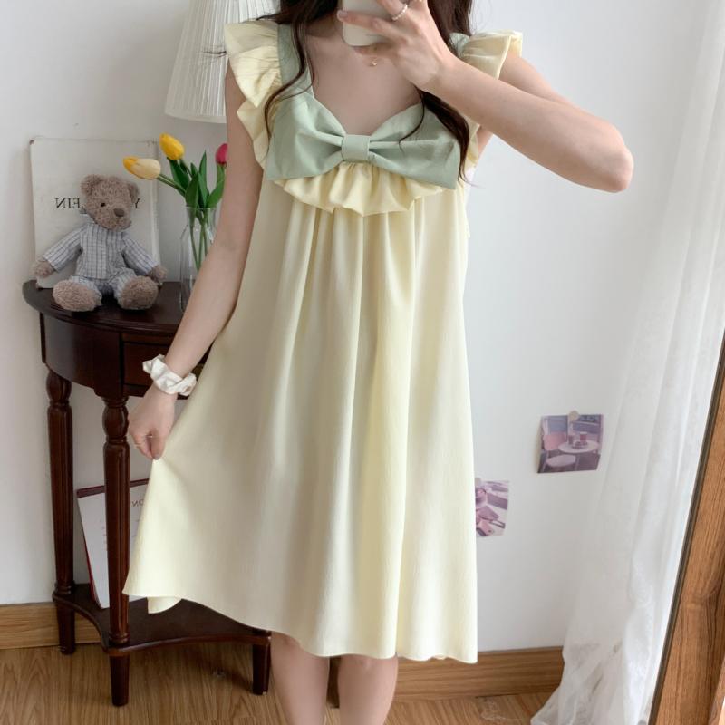 ワンピース レディース 部屋着 接触冷感 涼感 シルク サテン キャミソール Vネック 春夏 M L XL XXL ピンク系 ブラック イエロー ブルー 杏色 パープル
