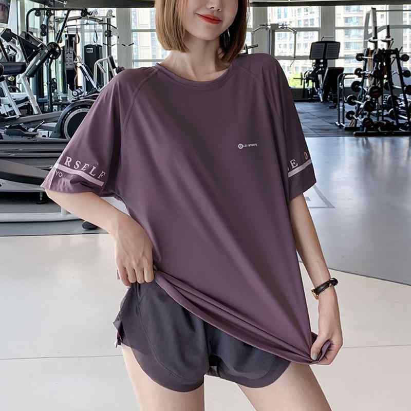 ヨガウェア レディース Tシャツ スポーツウェア 半袖 接触冷感 吸湿速乾 伸縮性 ランニング ジム フィットネス トレーニング 普段使い ルームウェア ピンク系 グレー パープル ブラック 大きいサイズ