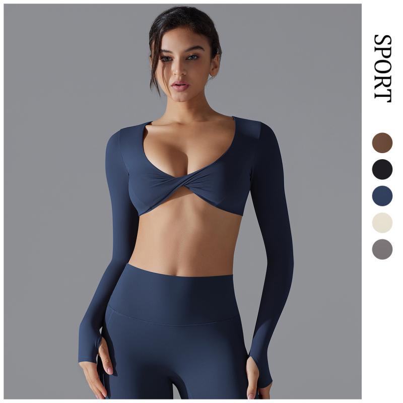 ヨガウェア レディース 長袖 スポーツTシャツ 美胸 速乾 接触冷感 ランニング トレーニング フィットネス トップス 伸縮性 ストレッチ 紺 黒 ベージュ グレー