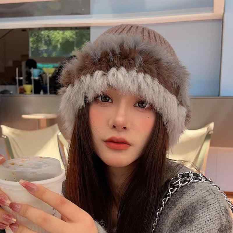 帽子 レディース 秋冬 ニット帽 バケットハット 日系 狐 毛糸 あったか 防寒 イヤーマフ スキー 盆帽 小顔効果 かわいい おしゃれ ブラック ベージュ ブラウン ワインレッド2