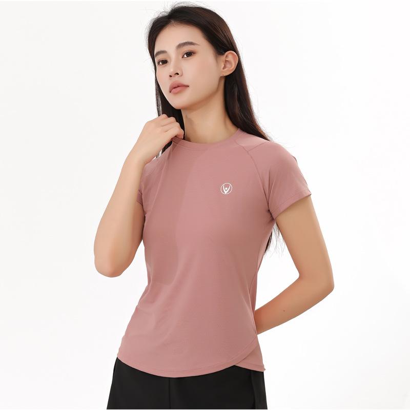 Tシャツ レディース ヨガウェア スポーツウェア ランニングウェア 接触冷感 吸湿速乾 トレーニングウェア 普段使い 部屋着 ブラック ピンク系 ホワイト