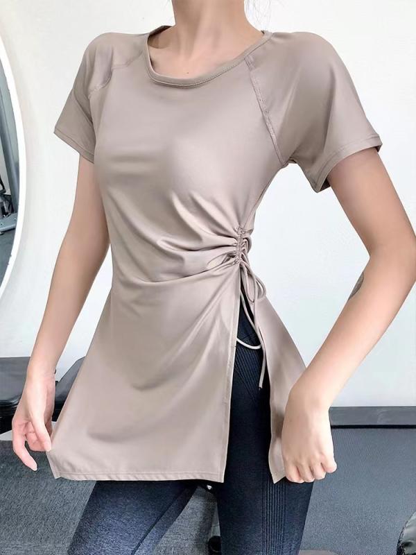 Tシャツ レディース 女性用 ランニング トレーニングウェア 吸湿速乾 ストレッチ スポーツ トップス 半袖 ポリエステル 無地 ヨガ フィットネス 春夏秋冬 コーヒー色 ブルー ホワイト ピンク ブラック2