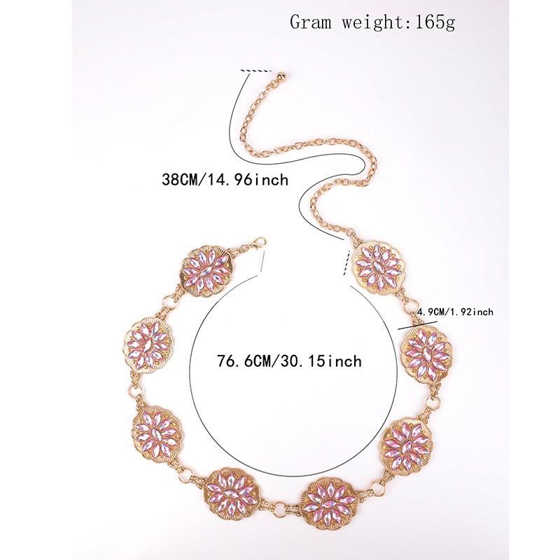 腰? レディース ファッション ウエストチェーン 金属製 デニム ジーンズ パンツ アクセサリー ゴールド ブラック ピンク ラインストーン キラキラ おしゃれ かわいい